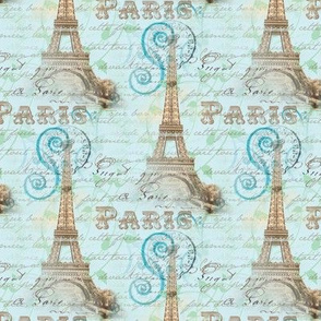 Vintage Paris French Words Aqua