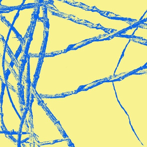 Blue Vines on Yellow