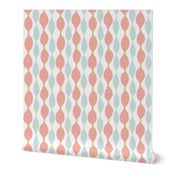 Coral and Turquoise Beaded Stripe in Linen
