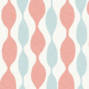 Coral and Turquoise Beaded Stripe in Linen