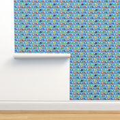 Patterned sheep on blue!