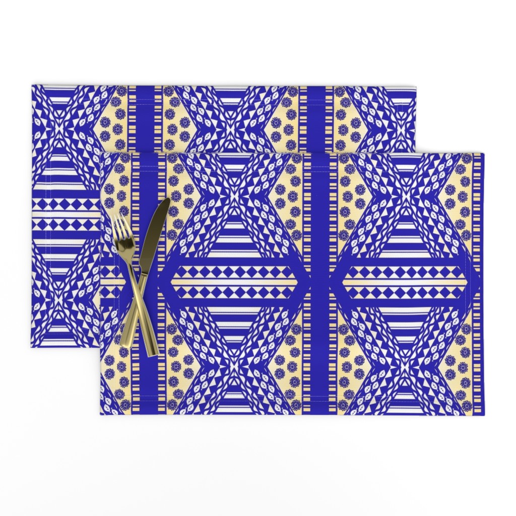 Multi Print Deep Blue with Yellow
