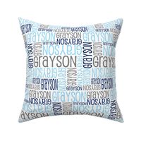 Personalised Name Fabric - Lt Blue, Grey, Navy