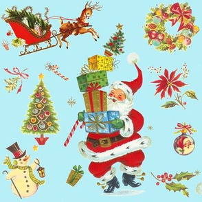 HO HO Happy Ice Blue vintage Christmas Santa