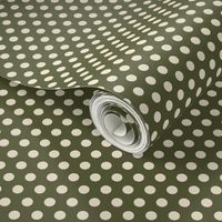 Dots in Cream on Green