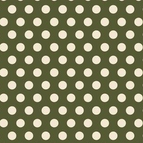 Dots in Cream on Green