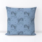 Trotting Lowchen stamps - blue