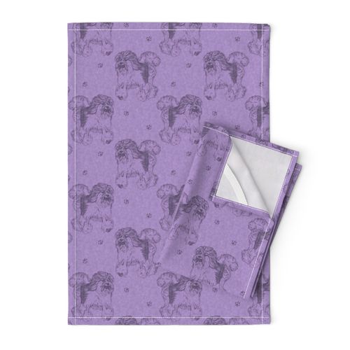 Trotting Lowchen stamps - purple