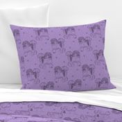 Trotting Lowchen stamps - purple