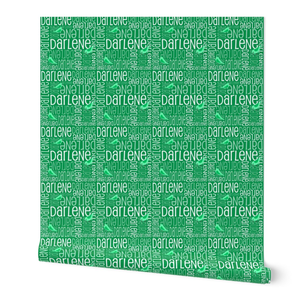 Personalised Name Fabric - Green Birds