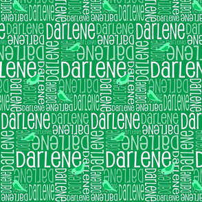 Personalised Name Fabric - Green Birds