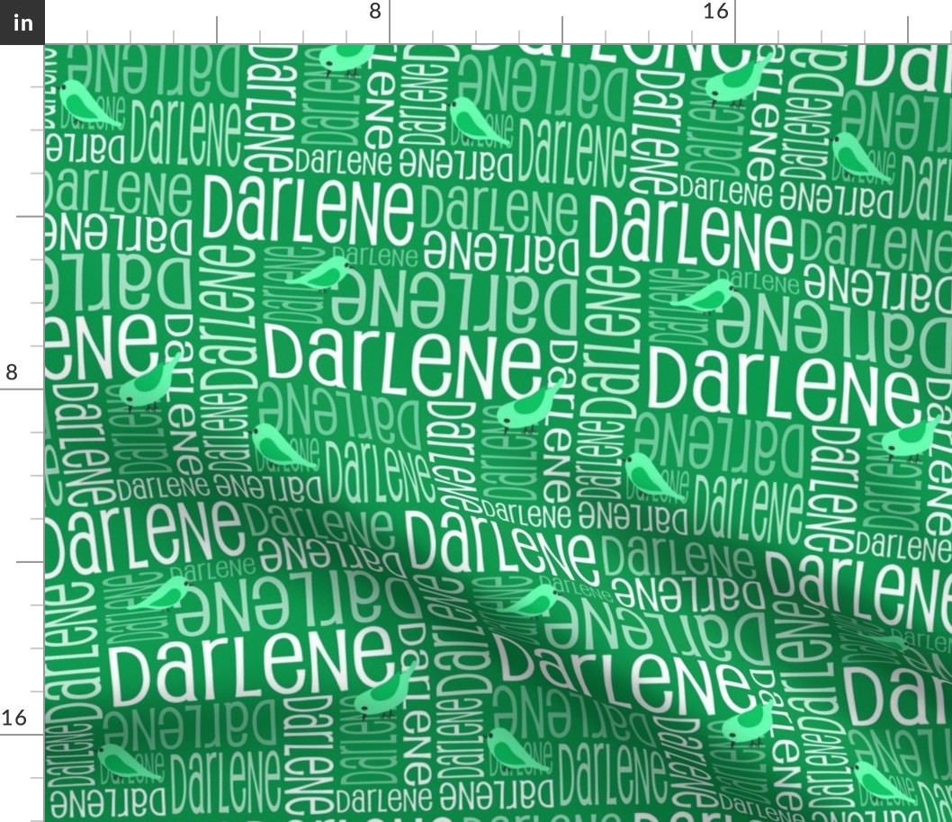 Personalised Name Fabric - Green Birds