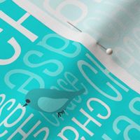 Personalised Name Fabric - Turquoise Birds