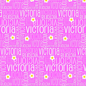 Personalised Name Fabric - Party Pink Daisies