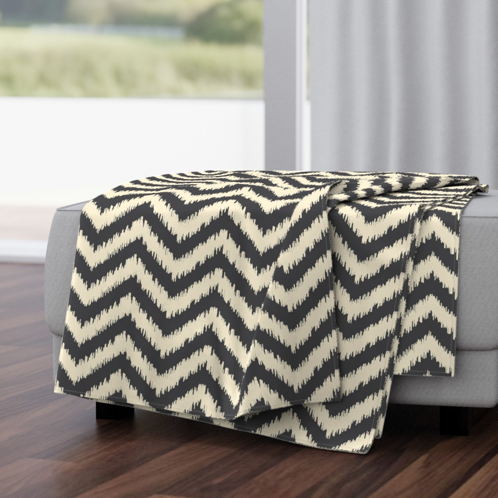 Black and Cream Ikat Chevron