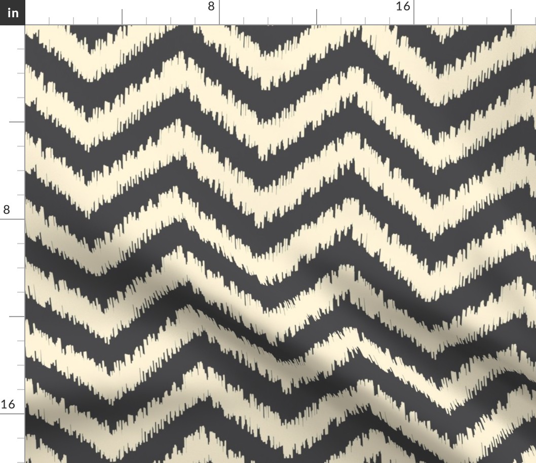 Black and Cream Ikat Chevron