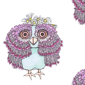 Girl Owl With Flowers