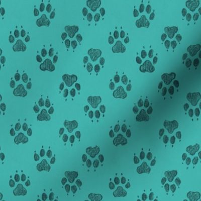 Coyote Pawprints Aqua Blue