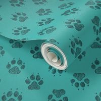 Coyote Pawprints Aqua Blue