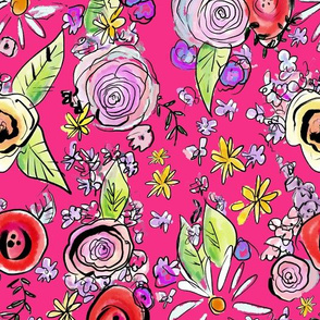 In The Garden Floral // Hot Pink
