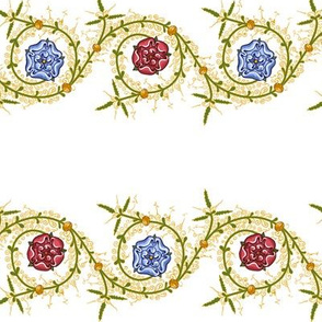 Illuminated Manuscript Flowers and Vines on White