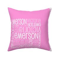 Personalised Birth Cushion Panel - Pink Plain