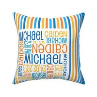 Personalised Birth Cushion Panel - Robot Stripes