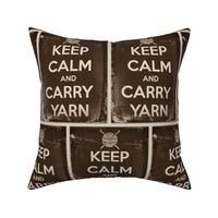 Keep Calm Carry Yarn Knitting - large panel sepia