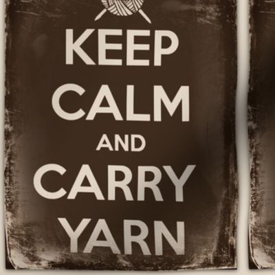Keep Calm Carry Yarn Knitting - large panel sepia