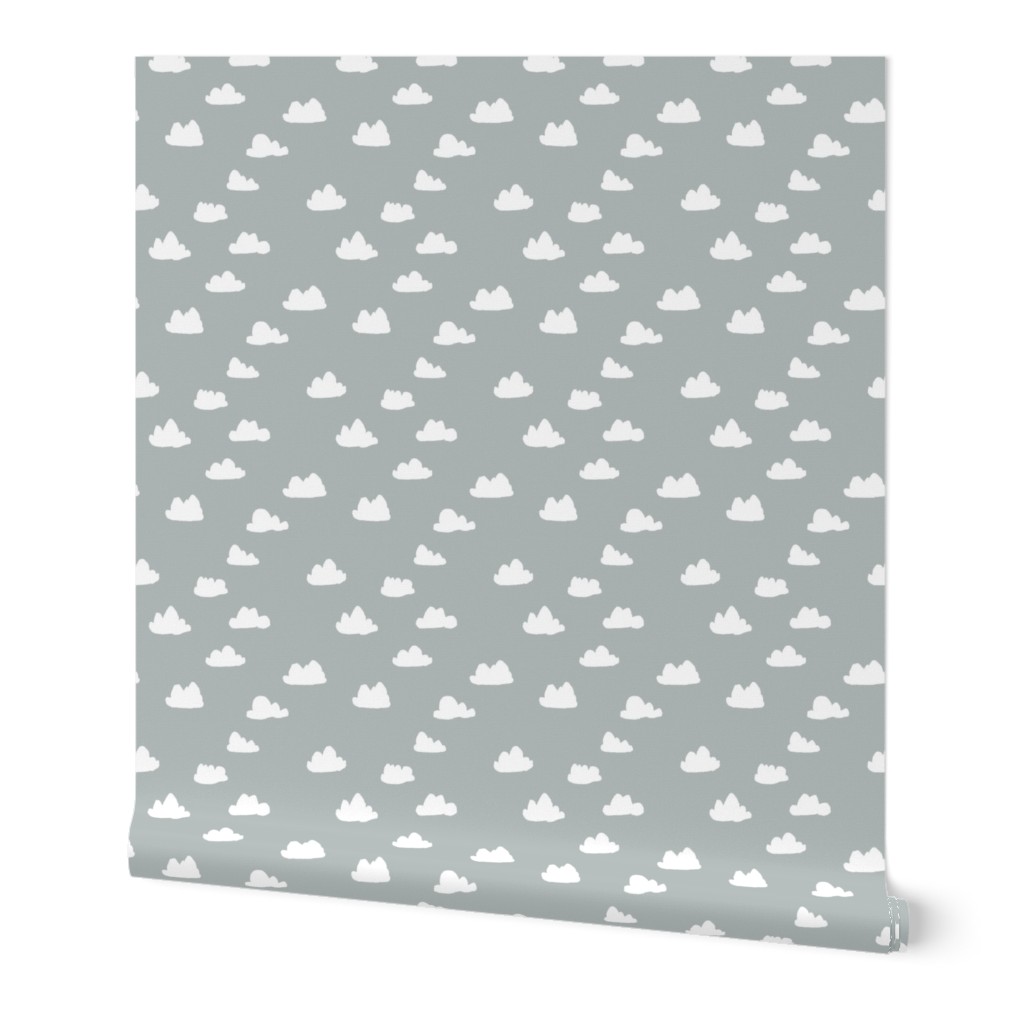 clouds // gray cool scandinavian trendy clouds fabric in grey for minimal baby nursery