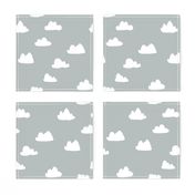 clouds // gray cool scandinavian trendy clouds fabric in grey for minimal baby nursery