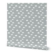 clouds // gray cool scandinavian trendy clouds fabric in grey for minimal baby nursery