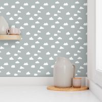 clouds // gray cool scandinavian trendy clouds fabric in grey for minimal baby nursery