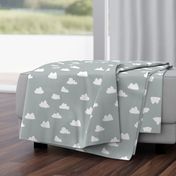 clouds // gray cool scandinavian trendy clouds fabric in grey for minimal baby nursery