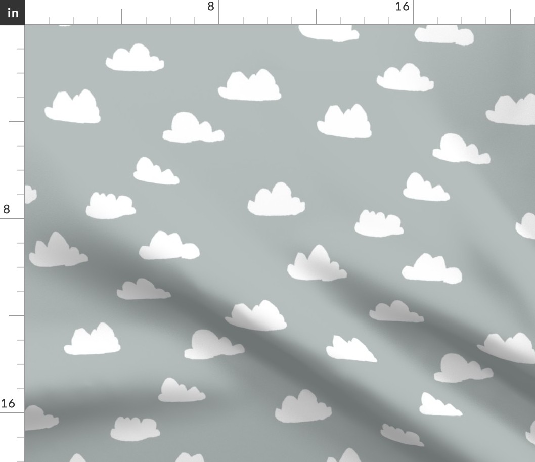 clouds // gray cool scandinavian trendy clouds fabric in grey for minimal baby nursery