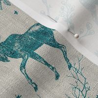 Winter Woodland Toile (teal/burlap) LRG