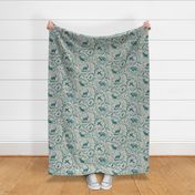 Winter Woodland Toile (teal/burlap) LRG