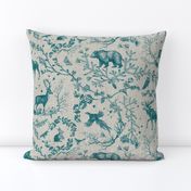 Winter Woodland Toile (teal/burlap) LRG