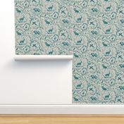 Winter Woodland Toile (teal/burlap) LRG