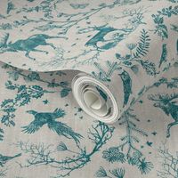 Winter Woodland Toile (teal/burlap) LRG