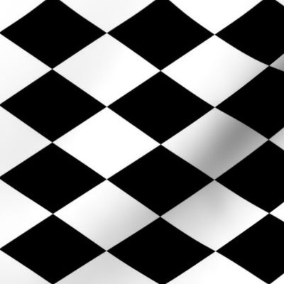 Large Harlequin Check in Black and White-ed