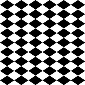 Large Harlequin Check in Black and White-ed