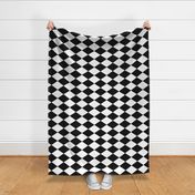 Extra Large Harlequin Check in Black and White