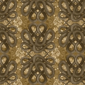 snakes entwined gold and sepia