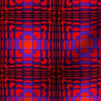 Optical illusion of pillows in red and blue