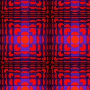 Optical illusion of pillows in red and blue