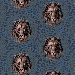 lions on blue/brown leopard