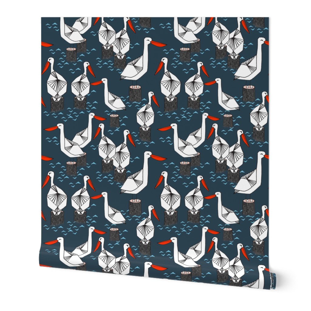 Pelicans - Parisian Blue/White/Soft Blue by Andrea Lauren