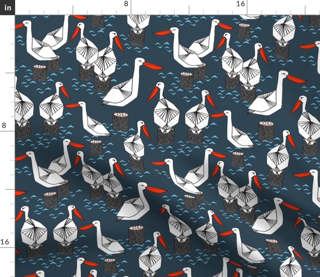 Pelicans - Parisian Blue/White/Soft Blue by Andrea Lauren