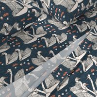 swans // lily pond swans geo dark blue navy blue swan bird girls sweet 